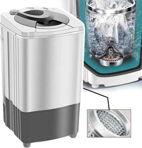 HEGGMKK Spin Dryer Machine, Portable Clothes Dryer, Stainless Steel Inner Cylinder + Blue Light +Energy Saving+Convenient Operation, for Camping Apartment Clothes,A