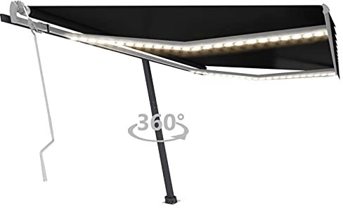 ShGaxin Markise Manuell Einziehbar mit 450x300 cm Anthrazit, Sichtschutz Balkon, Balkon Markise, Seitenmarkise, Klemmmarkise, Sonnenvorhang, Balkonmarkisen - 3069764