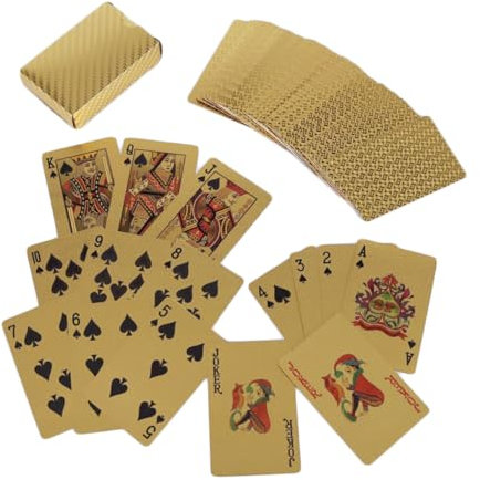 JOINPAYA wasserdichte Spielkarten Goldfolie Glänzend Plastik Pokerkarten Für Bar Zuhause Büro Unterhaltungsspiel Witziges Kartenspiel Party Geschenk