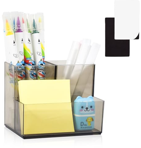 Marte Vanci Stifthalter, Acryl-Stifthalter, transparenter Make-up-Pinselhalter, Schreibtisch-Organizer, Stiftebehälter, Schreibwaren, Kunstbedarf, Aufbewahrung mit 2 magnetischen Quadraten