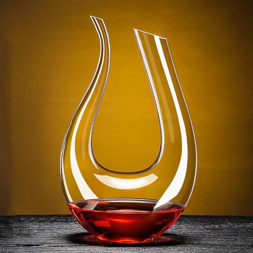 YEKUYEKU Décanteur de vin rouge, aérateur de carafe en verre, carafe à vin cristal 100 % sans plomb, aérateur de vin unique et accessoire pour les amateurs de vin (1,5 l)