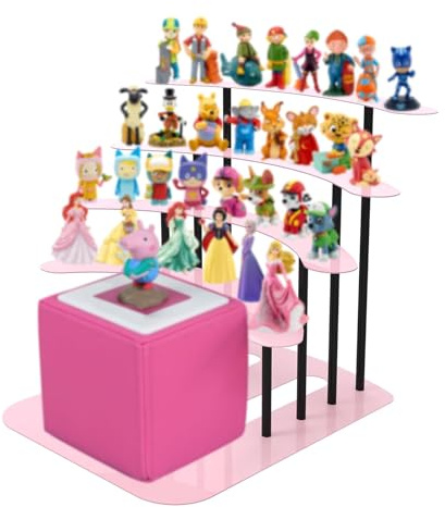 JYiuog Regal für Tonie, Metall Display ständer für Toniebox，Aufbewahrungsregal für 30–40 Figuren , kinderzimmer deko, Geschenke für Kinder(Rosa)