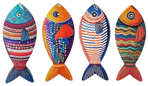 Dessous de Plat Set de 4 en Forme de Poisson en céramique de 29cm Décoration Table Couleur