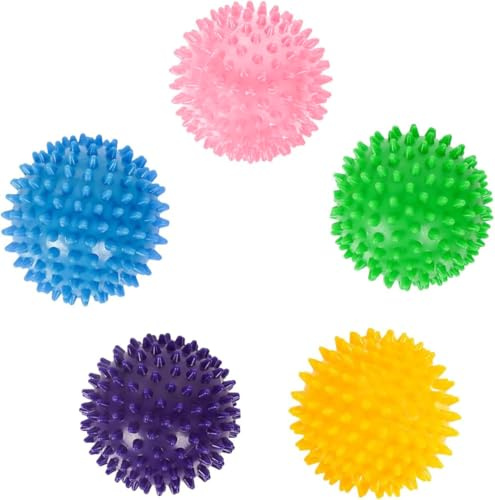 Massageball Set, 5 Stück, 7,5 cm Massage Ball Faszien - Massageball Fuß - Stachelball Noppen, Entspannung, Mehrfarbig