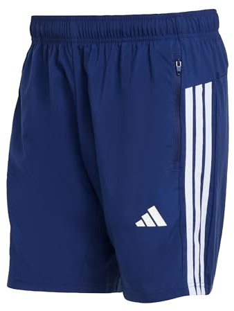 adidas Hombre Workout Essentials Base 3 Stripes Woven Short 7 Inches Shorts, Dark Blue/White, L