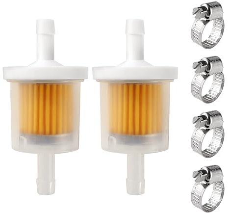 VooGenzek 2 Pezzi 6-8 mm Filtro Benzina, Filtri Carburante in Linea, Filtro Carburante Rapido, Filtri Benzina Moto, con 4 Pezzi Fascette Stringitubo, per Scooter, Motociclette, Generatori, Tosaerba