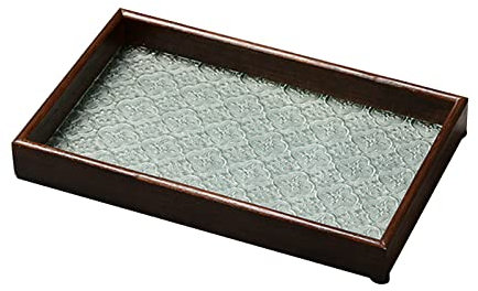 Petit plateau de service vintage en verre gaufré, plateau rectangulaire décoratif