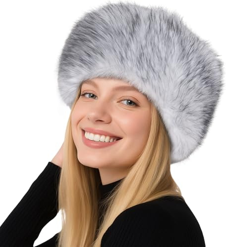 Pinkgarden Fascia da donna in pelliccia sintetica per capelli per l'inverno con fascia elastica, morbida fodera in pile, elegante fascia in pelliccia sintetica per il freddo