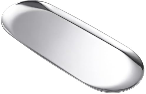 Voarge 1 Stück Edelstahl Deko Tablett, Groß Silber Tablett 30 x 12 cm, Serviertablett Servierteller für Dessert, Lebensmittel, Schmuck, Kosmeti, Silber