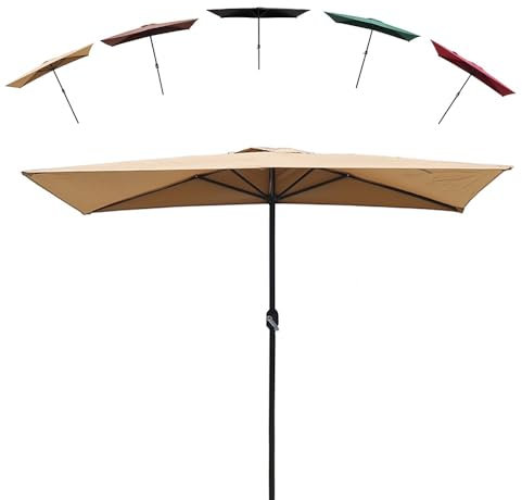 LYMGRZ Parasol de terrasse, Demi-Parasol d'extérieur, Demi-Parasol rectangulaire, Petit Parasol de Balcon, Demi-Parasol ventilé avec manivelle (Kaki)