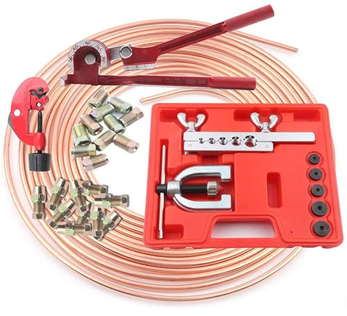 Murman Kit D'outils D'évasement De Conduite De Frein 7,62m Ø4,76mm pour Les SystèMes De Freinage Hydrauliques De Voiture, Raccords De Réparation De Ligne De Frein Automobile,