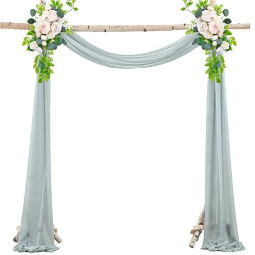 FANSU Chiffon Vorhang Hochzeit, Vorhang Hochzeitsbogen Querbehang Deko Gardine 1 Stück Freihanddeko Gardinen Chiffon Tüll Deko Tüll Dekostoff für Torbogen Zeremonie (Grau,75x1000cm)