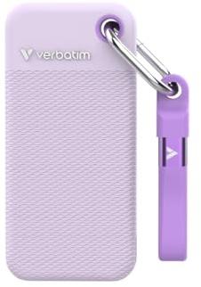 Verbatim Pocket SSD 2TB Externe SSD USB 3.2 Gen2 1000MB/s Weiß Lila | Kompakt, Bis zu 1000 MB/s, Externe Festplatte inklusive Schutzhüllen in Weiß und Lila für mobiles Arbeiten