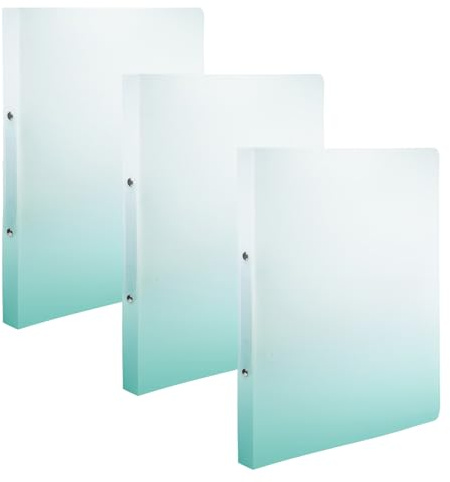 Idena 90380 - Classeur à anneaux A4 en plastique, 3 pièces, classeur en blanc et pétrole avec largeur de dos de 25 mm et mécanisme à 2 anneaux