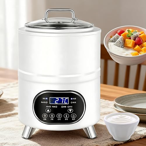 Giuggiolared Machine à Yaourt et Yaourtière avec Écran Numérique, Contrôle de Température et Minuterie Jusqu’à 24h, 6 menus prédéfinis, pour Yaourts et Fromages Blancs Faits Maison White-8L