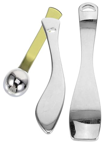 Mobestech 3 Stück Kleine Kosmetikspatel aus Metall Glatte Gesichtslöffel für Creme Augencreme Applikator Hautpflegezubehör für Präzises Auftragen