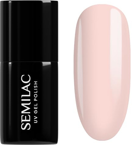 Semilac UV-nagellack, 964 Jelly Nude 7 ml – halvtransparent naken med geléglasfinish – inre lysande kollektion