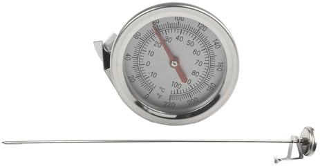 CashMuch Thermomètre de sol à compost en acier inoxydable de 50 cm à longue tige pour un contrôle précis de la température, pas besoin de piles, design étanche et résistant à la buée, argenté