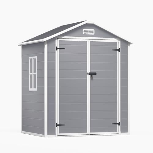 Xbro Caseta Jardín Exterior, 173x125x210cm, Caseta Jardin Exterior Resina, Suelo, Sistema de Ventilación y Ventanas, Exterior y Patio, Gris