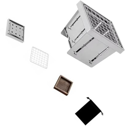 Uqezagpa Grilles à charbon de bois pliables en acier inoxydable - Réchaud d'extérieur économe en chaleur pour le jardin, le camping, le barbecue