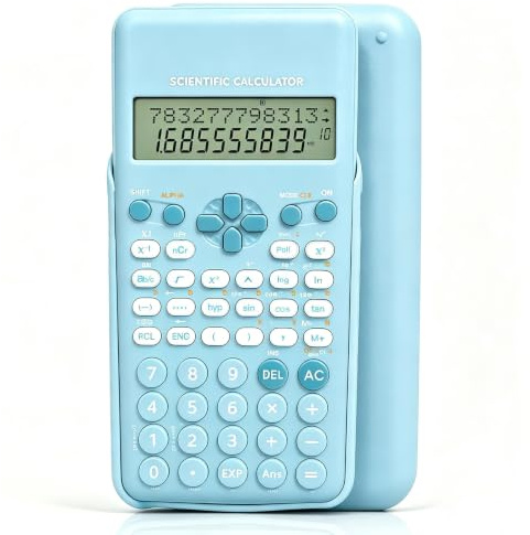 Vetenskaplig miniräknare, 240 funktioner 2 rader display matematikkalkylator med glidande skyddande fodral, bärbar teknikminiräknare för studenter lärare skola kontor företag - blå