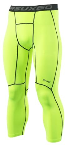 ARSUXEO 3/4 Mallas de Compresión Mens Running Leggings Capri Pantalones Sport Gym K75 Verde M