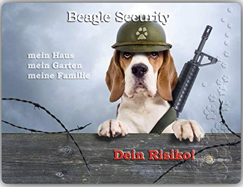 Merchandise for Fans Warnschild - Schild aus Aluminium - Motiv: Beagle (01) - Größe: 30x20cm