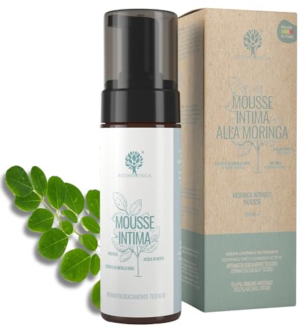 RedMoringa Intimreinigungsschaum für Frauen und Männer – 99,6% Natürlich, Eco-Bio – Mit Minzwasser, Moringa-Extrakt – 150 ml – Made in Italy