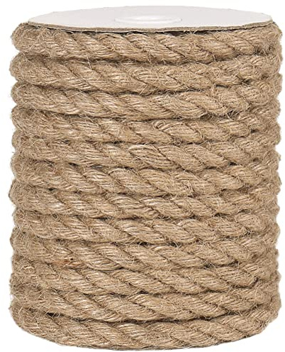 Tenn Well 12mm Jute Rope, 33 Feet Heavy Duty and Thick Rope Twine for Crafting, Gardening, Cat Scratching Post, Home Decoration