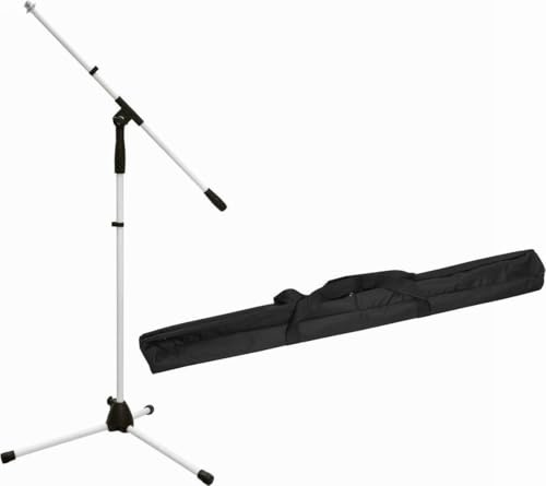 OMNITRONIC Set Mikrofonstativ MS-1W mit Galgen weiß + Tasche | Mikrofonstativ in weiß mit Galgen inklusive Transporttasche