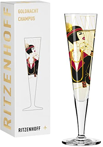 RITZENHOFF 1071027 Bicchiere da champagne 200 ml - Serie Goldnacht No. 27 - Nobile pezzo di design con oro vero - Made in Germany