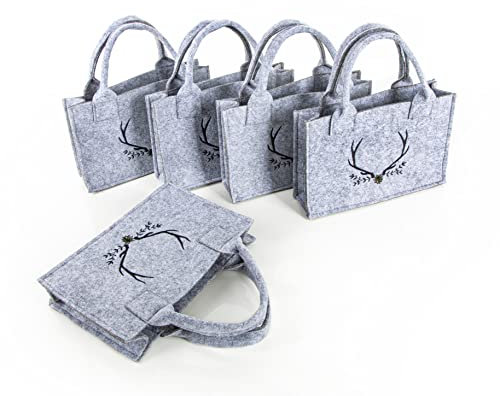Logbuch-Verlag 5 kleine Geschenktaschen mit Hirsch 21 x 14 x 6 cm Verpackung Filztasche für Geschenke bayerisch Geschenkverpackung aus Filz