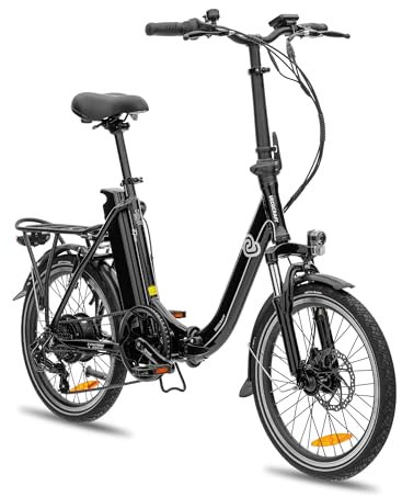 VecoCraft E-Pax e-Bike klapprad, klapprad 20 Zoll, mit herausnehmbarem 36V 13Ah Akku, Reichweite bis zu 55-95km, 250W Heckmotor, 7-Gang e-Bike schwarz
