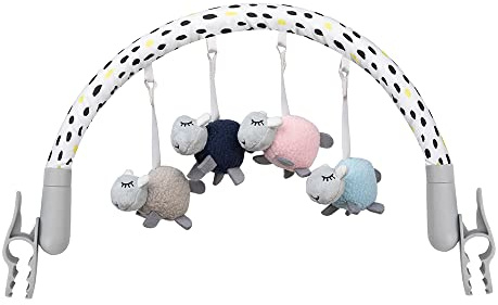 Momi Joy Spielbügel mit 4 sensorischen Spielzeugen, schnelle Klemmmontage, Einstellbarer Neigungswinkel, für Babys und Kinder von 0 bis 5 Monaten