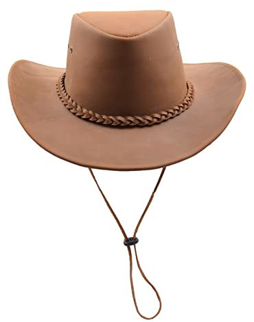DR507 Australischer Cowboyhut aus echtem Leder, Hellbraun, hautfarben, 60