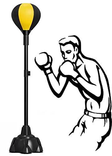 INKCOR Punchingball Speedball Reflex Speed ​​Bag mit Saugnapfboden, Freistehender Punchingball für Kinder, Teenager, Erwachsene, Verstellbare Höhe 95–160cm