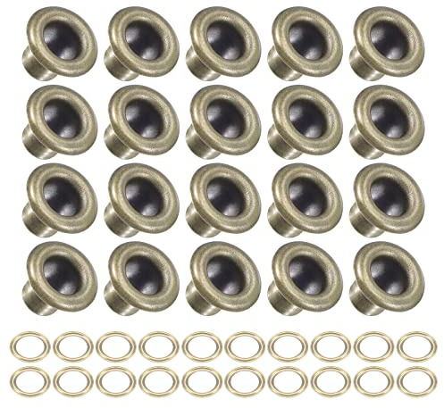 METALLIXITY 200Pack Ösen mit Unterlegscheiben 10 x 5 x 7mm Bronze Ton | Tüllen Kit, Legierung, Verchromt Plattiert, für Leder Leinwand Kleidung Basteln Kunsthandwerk Herstellung