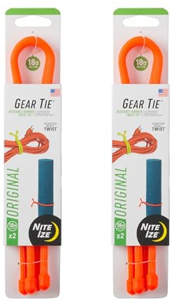 Nite Ize Gear Tie Reusable Rubber Twist Tie, 18, Orange, 4 Count