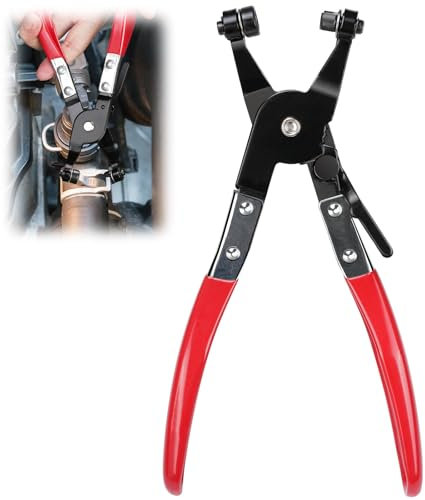 Drado Hose Clamp Pliers for Auto Repairing, Heavy Duty Wire Hose Pliers, Cross Slotted Jaw Plier Auto Repair Tool, Car Water Pipe Ring-Type Removal and Installation Tool (Red)
