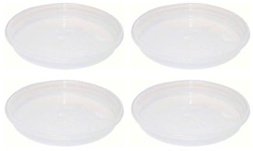 Acan Tradineur - Pack de 4 Platos de plástico Transparente para Maceta, Bandeja, platillo Redondo para Tiesto de Interior, Exterior, jardín, terraza o balcón, Ø 23,5 cm