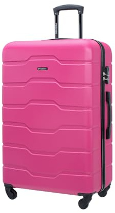 PUCCINI Koffer Alicante Hartschalenkoffer Trolley Leicht Reisekoffer mit 4 Rollen M-L-XL (Rosa, XL)