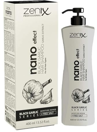 Zenix Garlic Hair Care Shampoo 400ml | Haar-Shampoo mit Schwarzem Knoblauch Extract | Intensiv reparierende Haarkur | Salzfreies Haarpflege Frauen & Männer strapaziertes-Haar | Sarimsak Sampuan