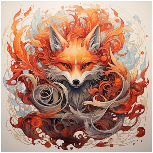 Wallario Wandbild aus Acryl, 50 x 50 cm, freischwebende Optik - Flammenfuchs