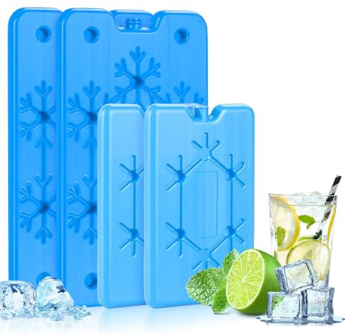 ilauke 4 Kühlakkus Kühltasche, 2 Kühlakku mit je 400ML und 2 Kleine Kühltasche mit je 200ML, Wiederverwendbarer Kühlelement für Kühltasche Lange Lühlung in 2 Farben für Lunch, Kühltasche und Kühlbox