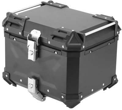 Ausla Universal Motorrad Topcase, 45L, Aluminium, Strapazierfähig, Heckbox-Gepäck mit Diamant-Lederfutter