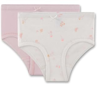 Sanetta Rio-trosa för flickor (dubbelpack) off-white & rosa | Högkvalitativa och hållbara kalsonger för flickor av bomull. Innehåll: Uppsättning av 2 underkläder för flickor, Beige, 140