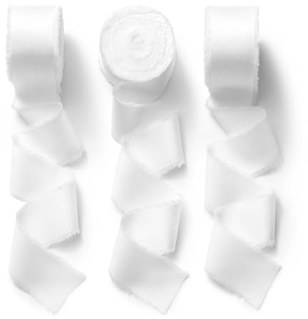CHUQING Satinband Geschenkband Breit Schleifenband Hochzeit für Geschenke Weiß