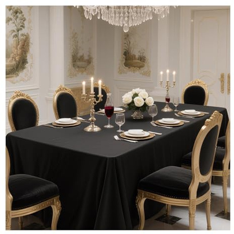 GOEXCPL Tischdecke aus Polyester, schützt und dekoriert Tischplatten, geeignet für Esstische, Couchtische, Hotels und Hochzeiten, Schwarz, 120 x 160 cm