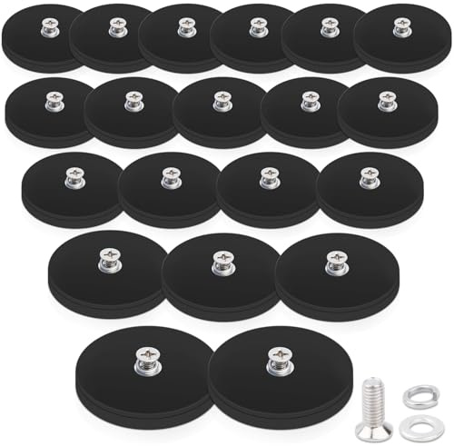20 Stück Magnet mit Gewinde Neodym-Magnete mit M4-Gewindebolzen,43MM 15KG Gummiert Neodym Magnete Extra Stark, Magnet zum Anschrauben Gummierte Magnete für Fahrzeuge Lampen Instrumente und Geräte