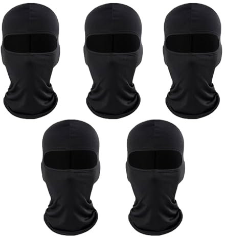 SEFIRST 5 Stücke Sturmhauben, Motorrad Gesichtshaube Skimaske Hals Gaiter für Damen und Herren, Kühlung Balaclava Elastisch UV Schutz Atmungsaktiv Maske für Radfahren Sports, Einheitsgröße (Schwarz)